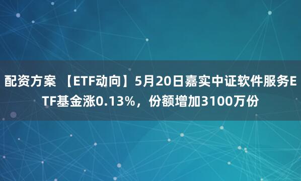 配资方案 【ETF动向】5月20日嘉实中证软件服务ETF基金涨0.13%，份额增加3100万份