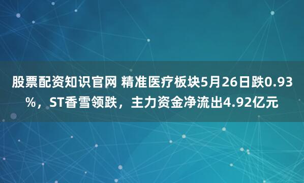 股票配资知识官网 精准医疗板块5月26日跌0.93%，ST香雪领跌，主力资金净流出4.92亿元