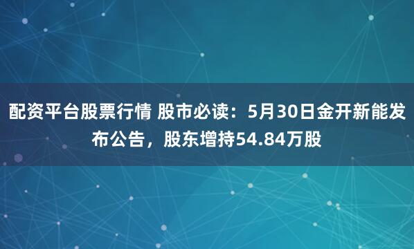 配资平台股票行情 股市必读：5月30日金开新能发布公告，股东增持54.84万股