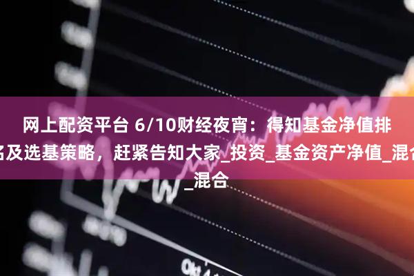网上配资平台 6/10财经夜宵：得知基金净值排名及选基策略，赶紧告知大家_投资_基金资产净值_混合